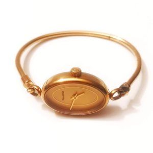 Sandoz Swiss-Made Vintage Gold Toned Mechanical Bangle Watch